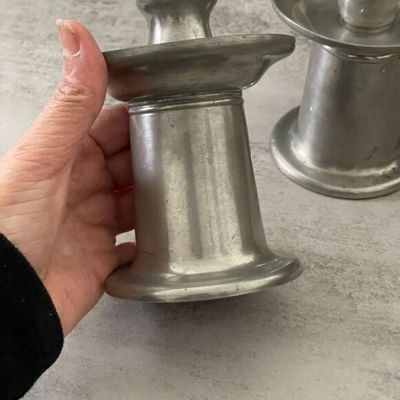 Gerotin Danish Vintage Mid Century Modern Pewter 5.5" Candlestick Holders Set/2 - Picture 6 of 9